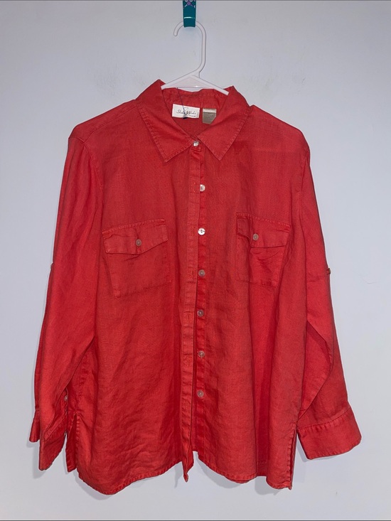 Studio Works Tops - Studio Works Coral 100% Linen Button-Down Shirt • Sz 1X